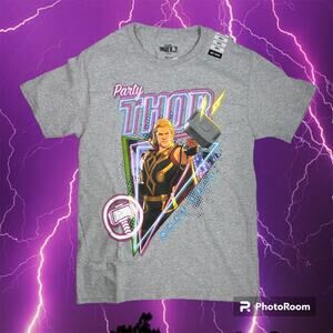 3/$20 Marvel NWT Adult Small Gray "What If?" Party Thor Cotton Blend S/S T-Shirt